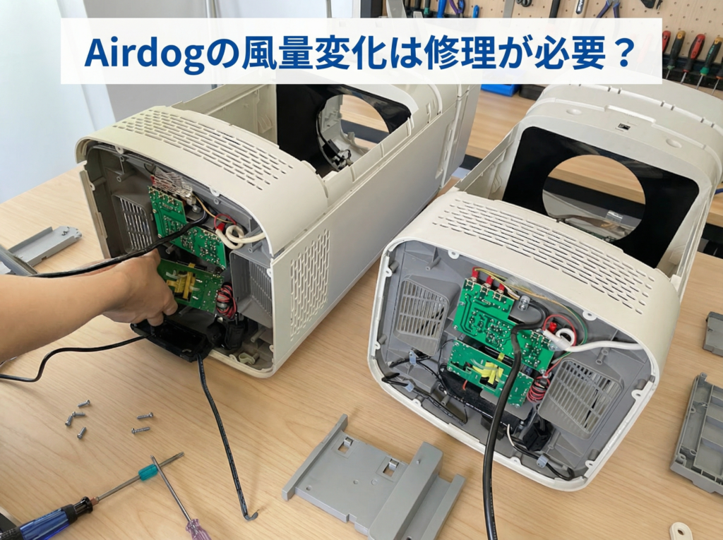 Airdogの風量変化は修理が必要か｜分解状態での点検・修理判断の様子